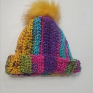 Winter Homemade Knit Warm Bobble POM-POM Beanie Hat Multi Color